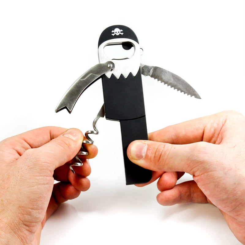 Suck UK Pirate Bottle Opener | Pirate Wine Opener | Corkscrew Keychain | Legless Pirate Cork Screw | Funny Bartender Gifts | Novelty Kitchen Gadgets | Foil Cutter | Funny Boat Kitchen Accessories - Image 4